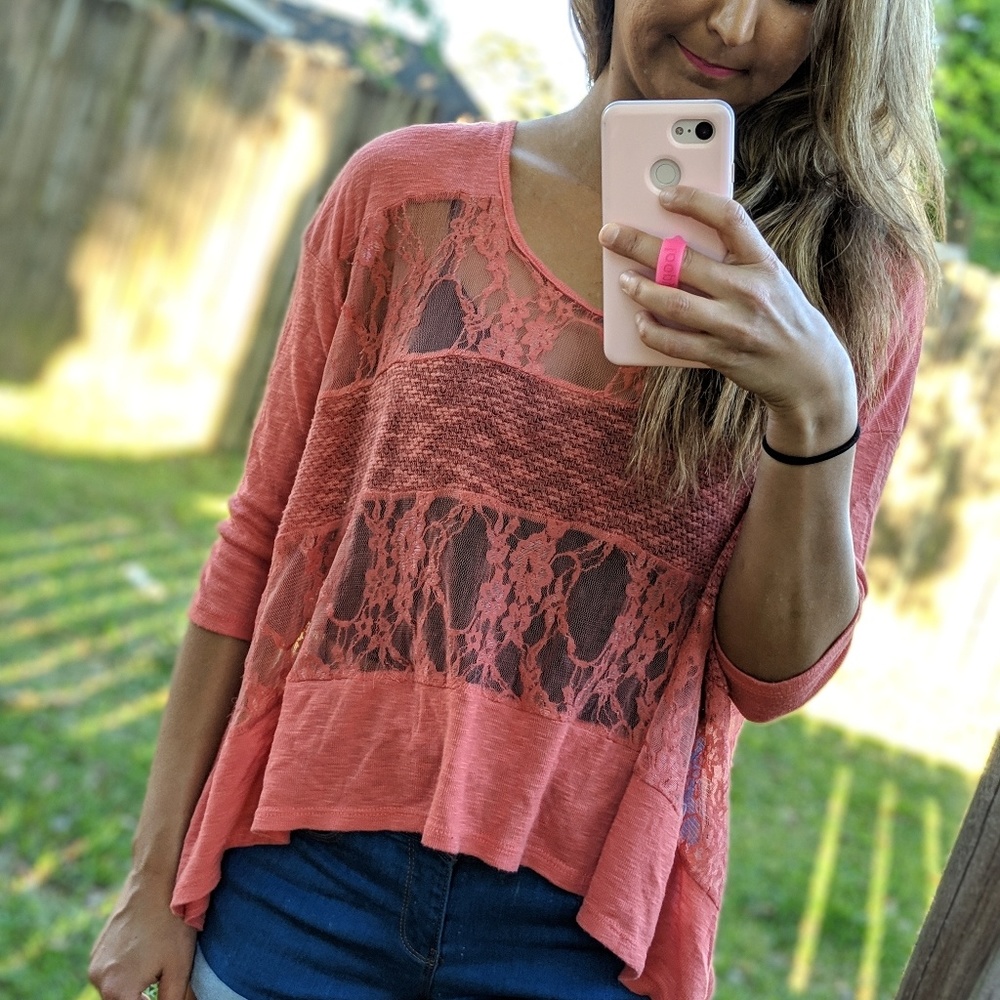 Orange flowy shirt